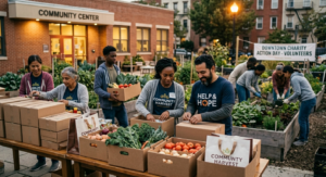 Members and volunteers of a nonprofit organization implementing their program.