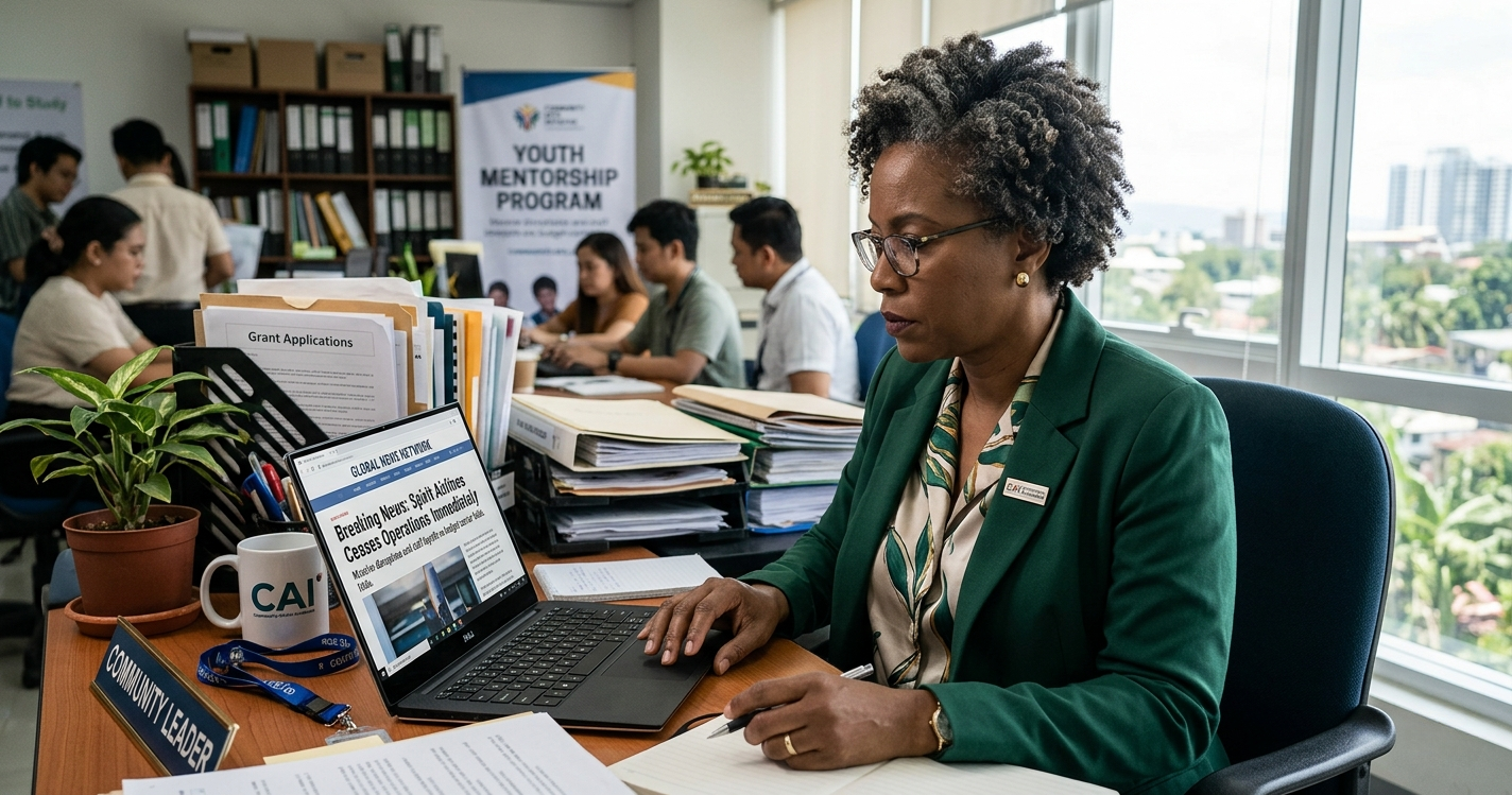 A nonprofit leader reading the news about Spirit Airlines ceasing to operate.
